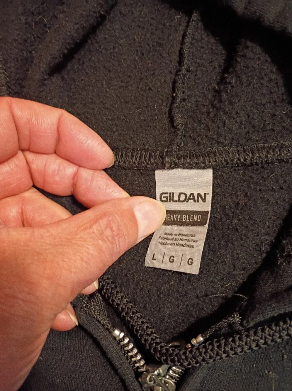 Gildan Black Zip-Up Hoodie with White Script Tour Graphic